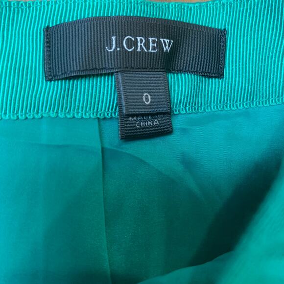 J. Crew Green Jacquard Matelasse Drop Waist Skirt Jade Teal Peplum Ruffle 0 XS - Picture 9 of 10